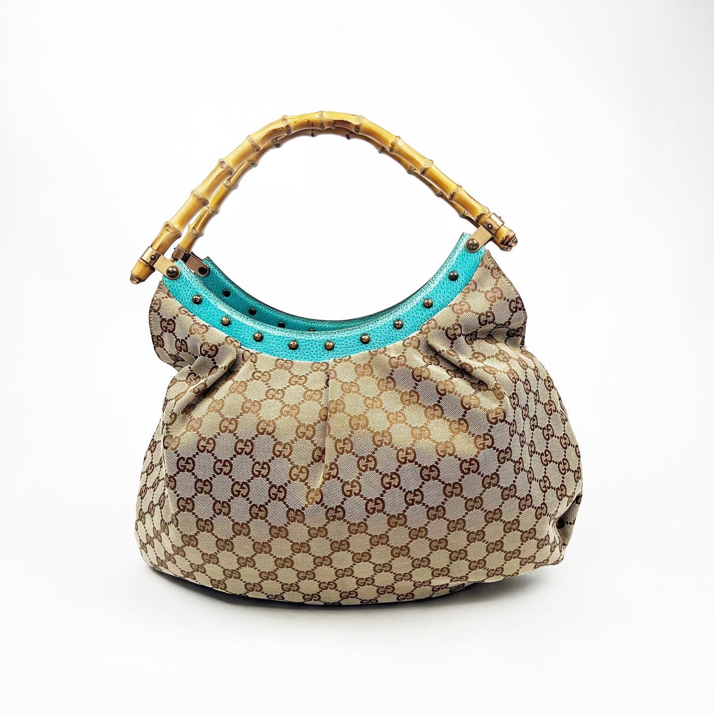 Gucci bamboo bag with blue details