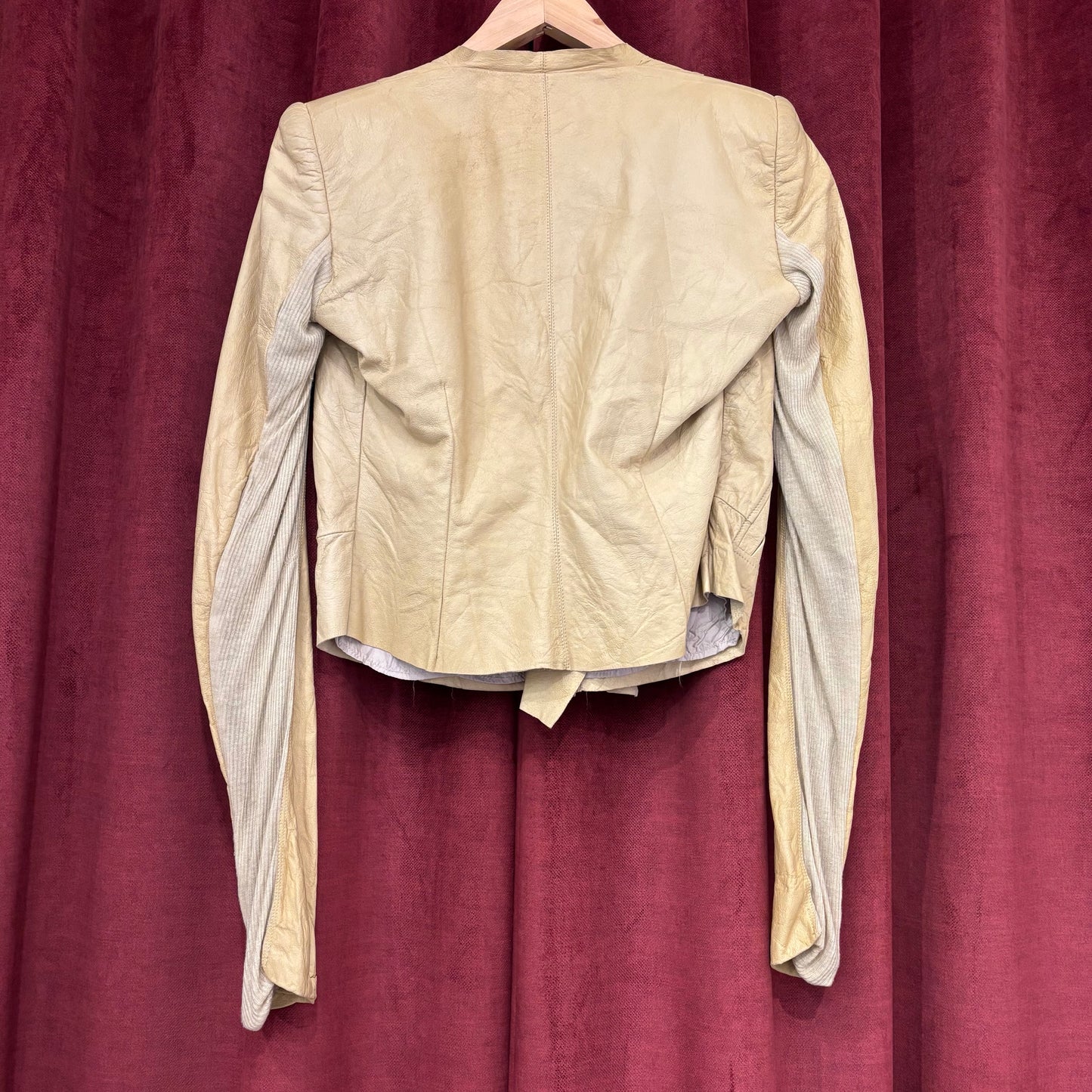 Rick Owens beige leather jacket