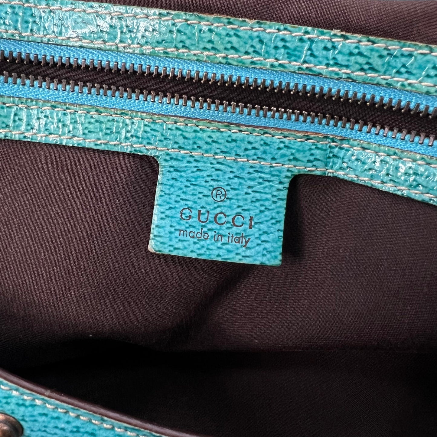 Gucci bamboo bag with blue details