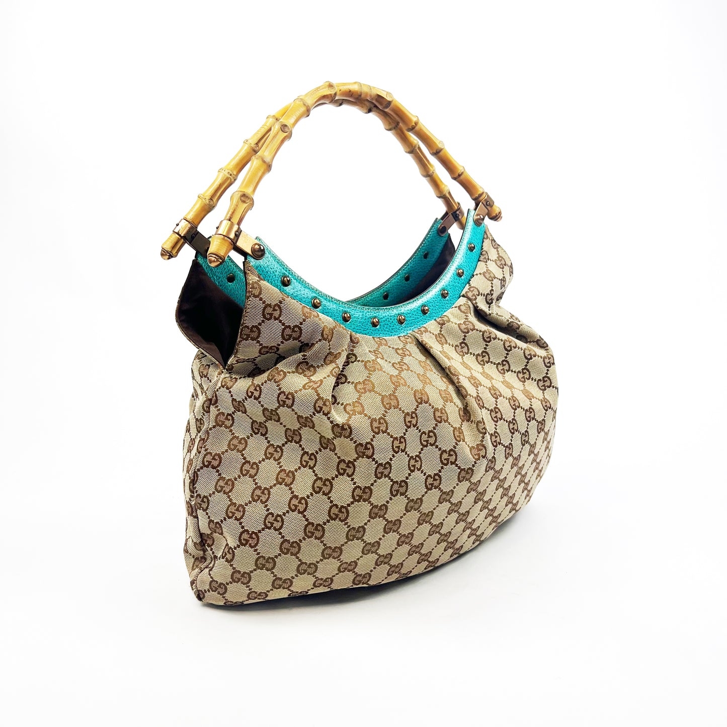 Gucci bamboo bag with blue details