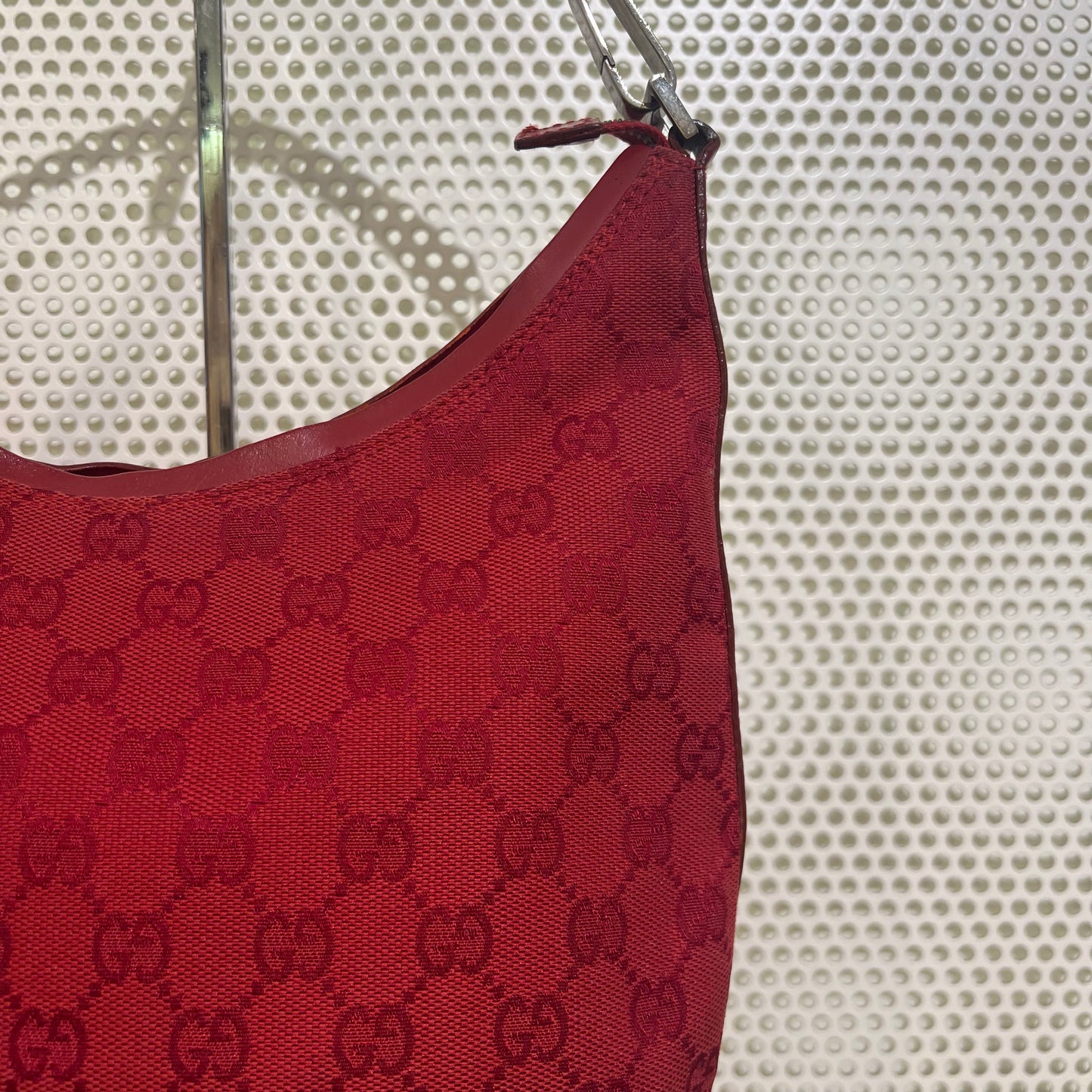 Gucci red monogram shoulder bag