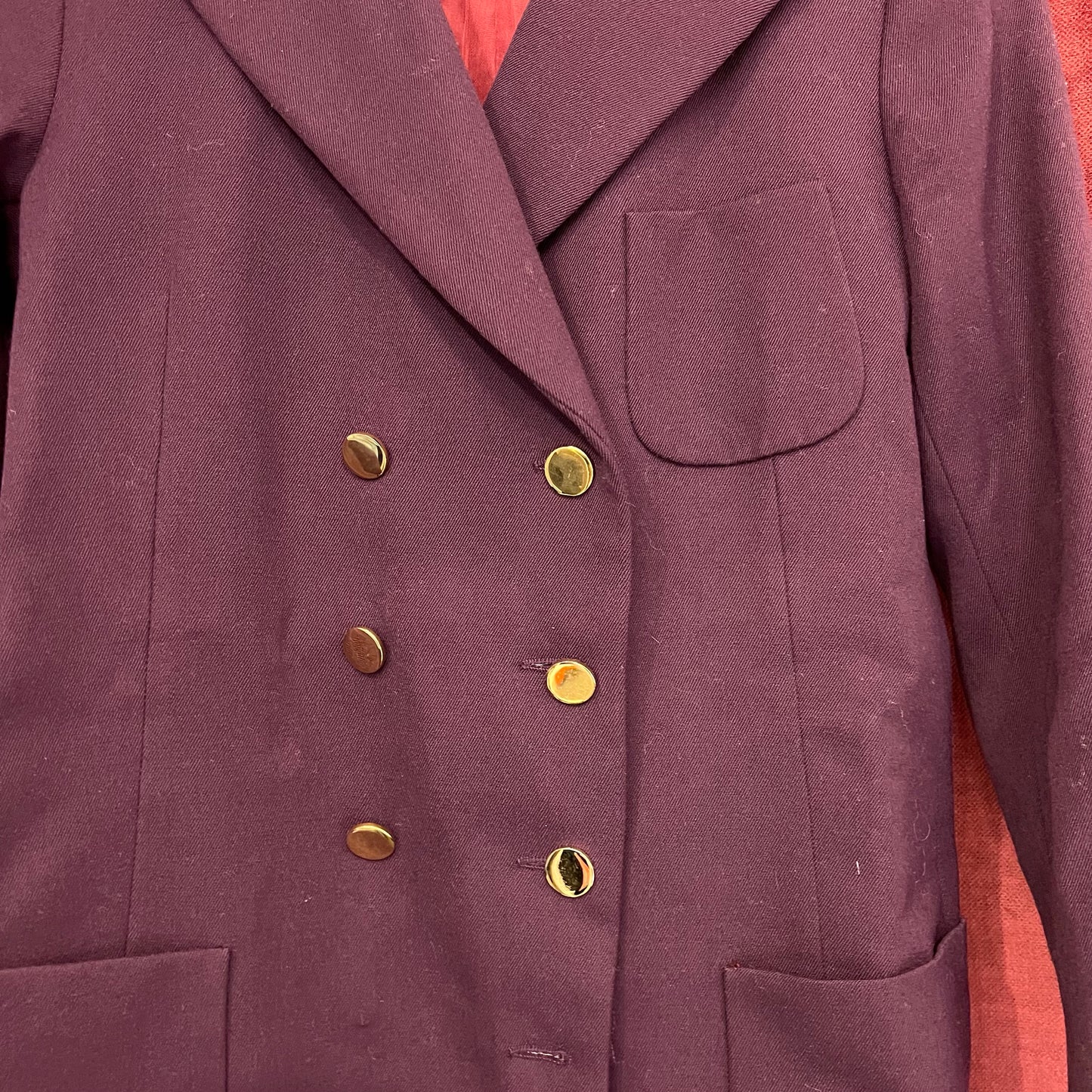 Pierre Balmain aubergine suit