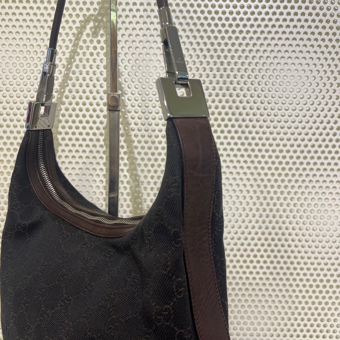 Gucci brown monogram hobo bag