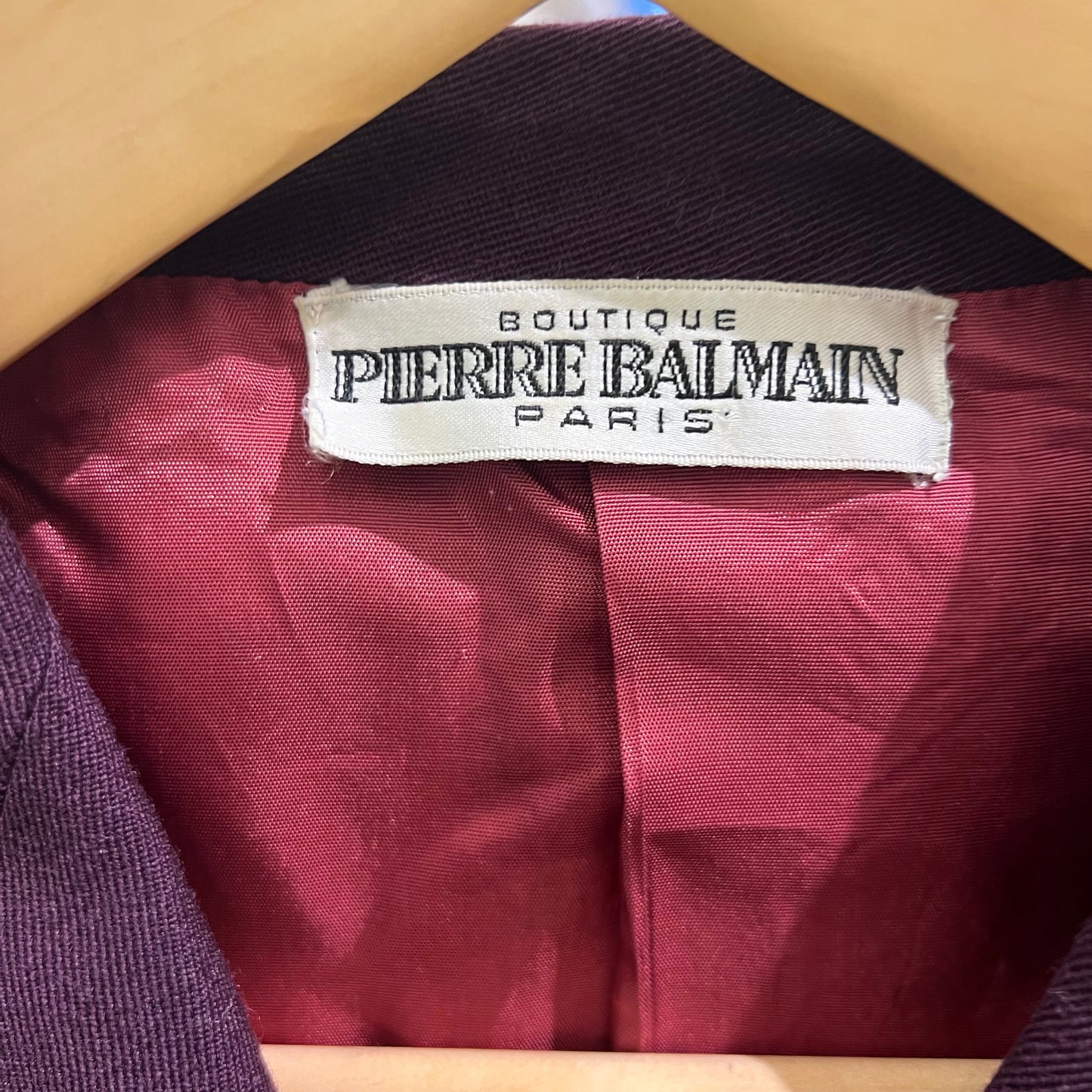 Pierre Balmain aubergine suit