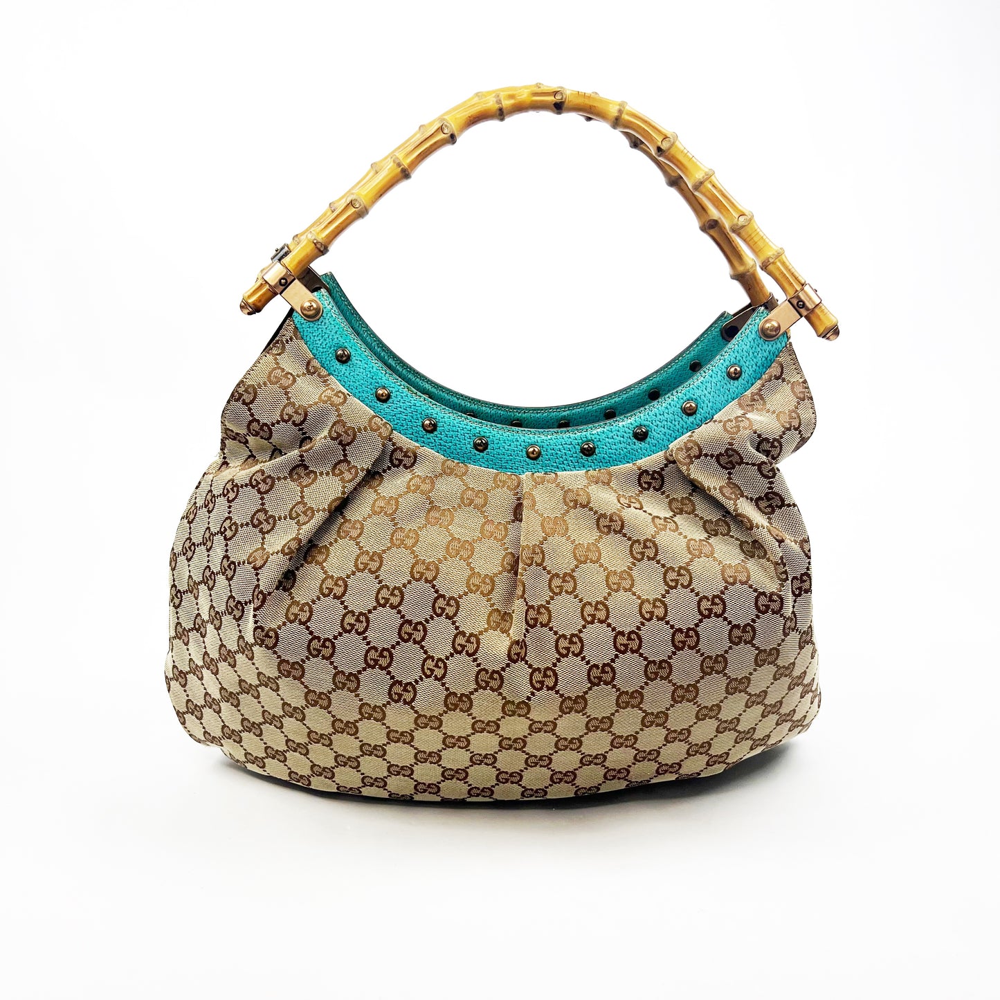 Gucci bamboo bag with blue details