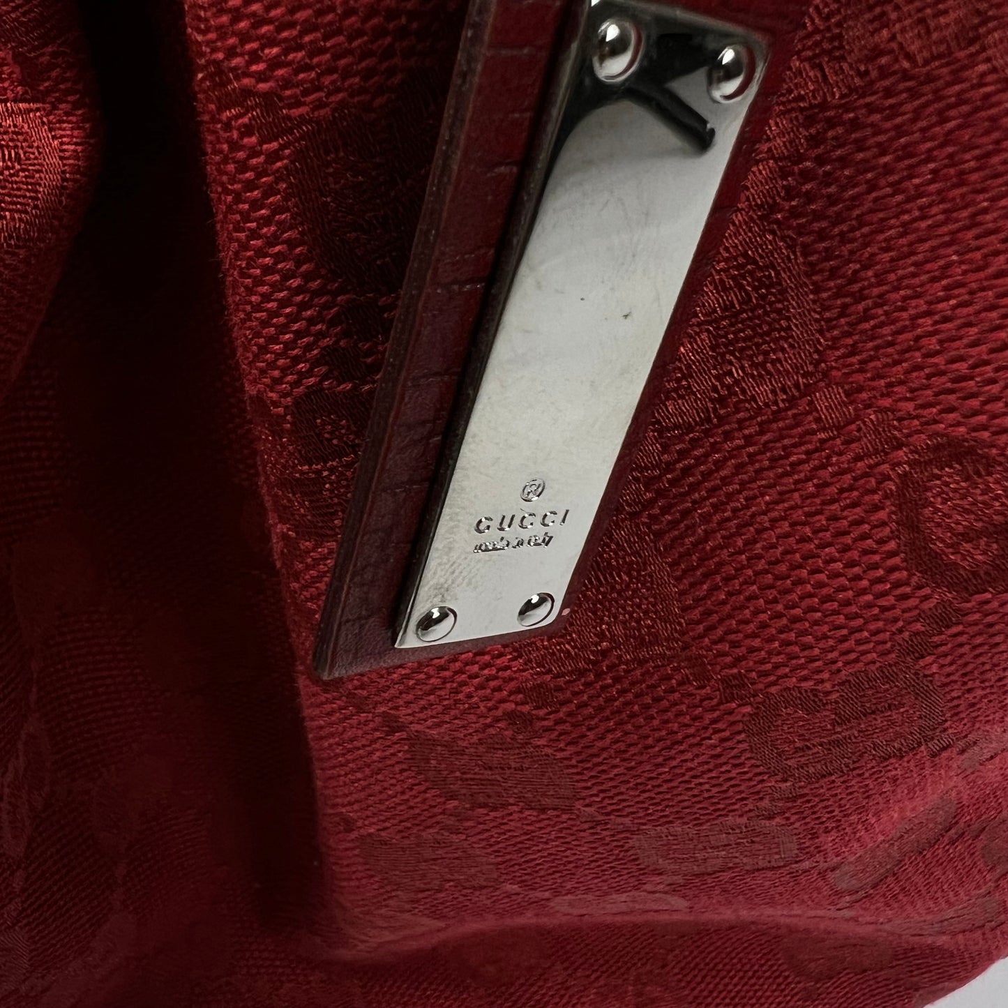 Gucci red monogram bag