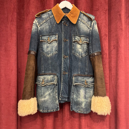 Dsquared denim shearling hybrid jacket